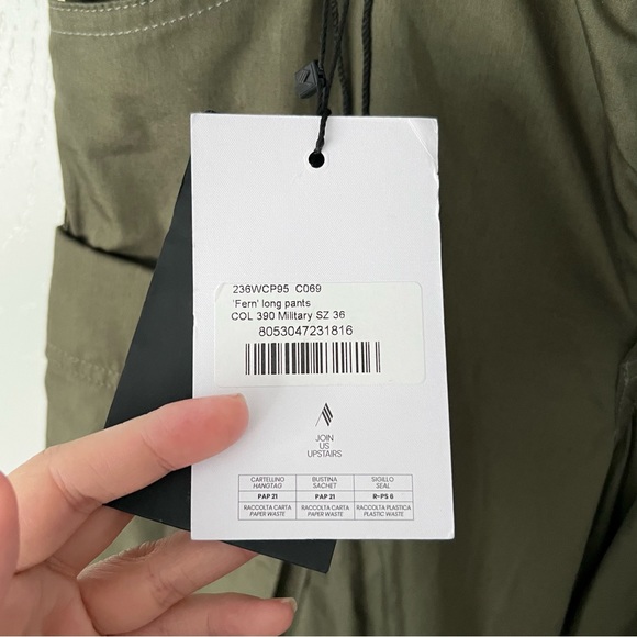🆕 THE ATTICO Fern Military Wide Leg Cargo Pants in Green Sz 00/XXS - Picture 8 of 9